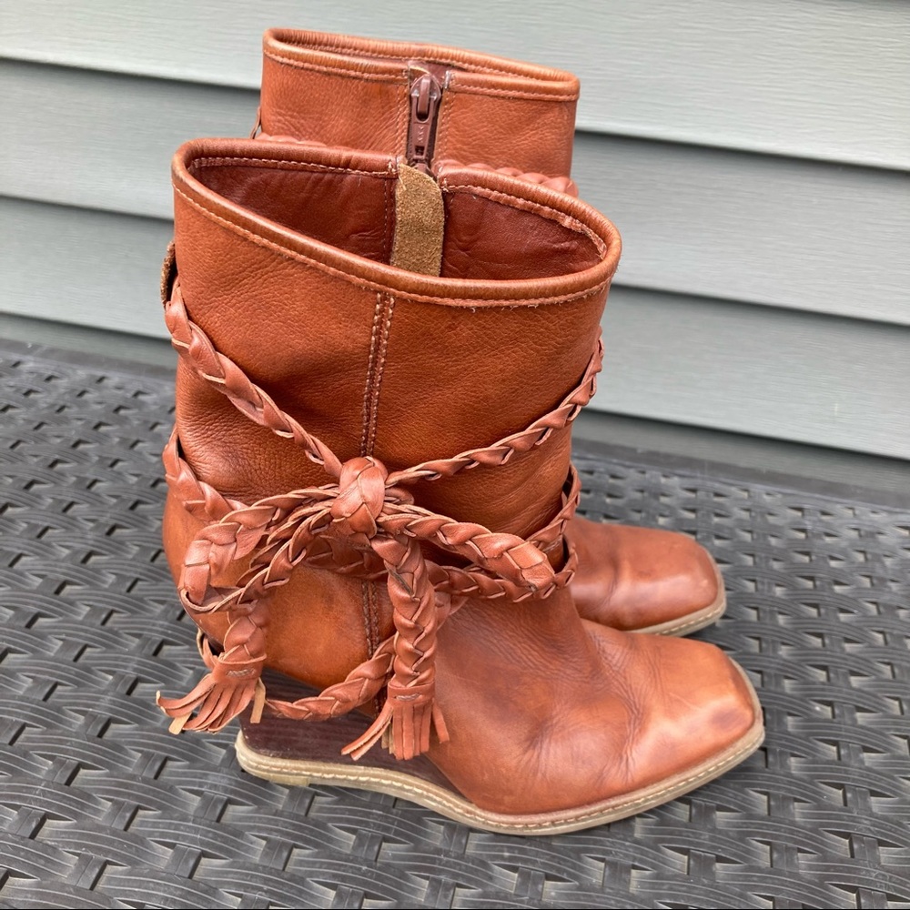 Vince Camuto Leather Braided Wedge Boot - Picture 5 of 9